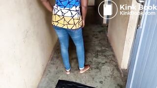 Curvy ebony lady has to push very hard