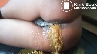 Ebony enema explosion