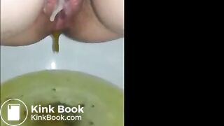 Creampied woman shitting diarrhea in the toilet