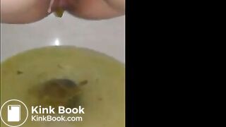 Creampied woman shitting diarrhea in the toilet