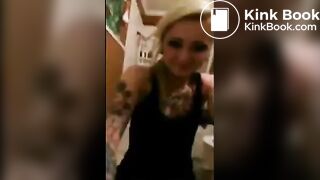 American tattooed MILF scat time in the bathroom