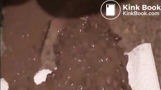 Mature wife is doing a lot of liquid shit on the floor