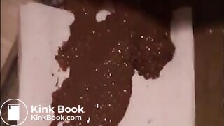 Mature wife is doing a lot of liquid shit on the floor