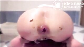 Lesbian girl prolapsed asshole plug fart and shit