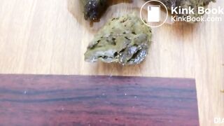 Masturbating and pooping on a table