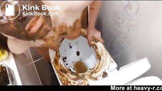 Girl shits smears and eats