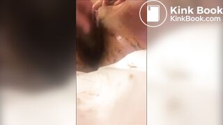 Woman anal masturbation with dildo and shit