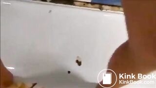 Dirty girl masturbating with a lot of shit and orgasm