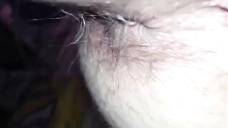 Hairy asshole mature woman shitting closeup