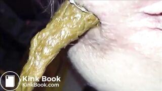 Hairy asshole mature woman shitting closeup