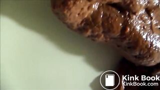 Woman shitting a lot of diarrhea closeup in hd and we can see her pulsating asshole