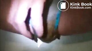 Small tits girl shitting on panty