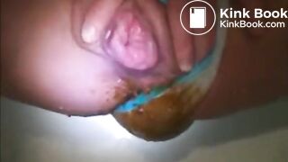 Small tits girl shitting on panty