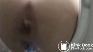 Woman shit and piss in the toilet and clean asshole