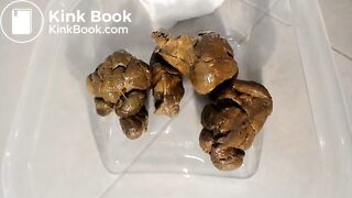Hard poop in a plastic box
