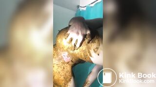 Hot-cutiepie-smears-her-sweet-shit-on-her-sexy-ass-and-pussy-and-tastes-her-shit