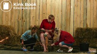 Lesbian Cow Shit Martyrdom - Bondage Threesome in dung