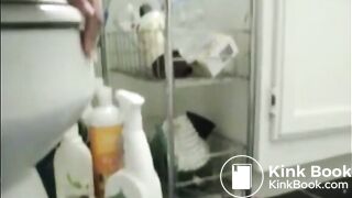 Girl shitting dildo and long poo