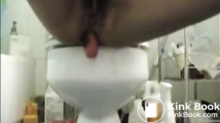 Girl shitting dildo and long poo
