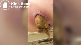 Girl shit and piss in a dirty toilet closeup