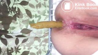 Soft creamy shit on a portable toilet