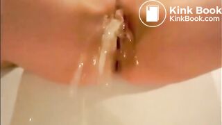 Girl pissing like a fountain and shitting an hard turd
