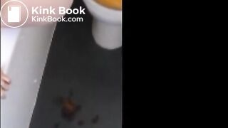Hot girl shitting on the bathroom floor