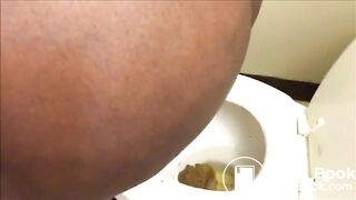 Big butt ebony mature shitting in the toilet