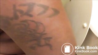 Big butt ebony mature shitting in the toilet