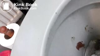 Pushing a big nasty turd