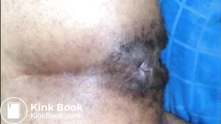 Hairy asshole latina shitting closeup