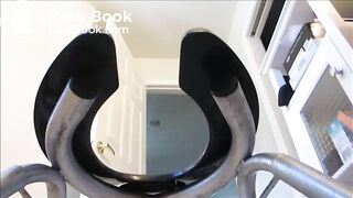 Fat ass mature woman shit and piss on a shitting chair