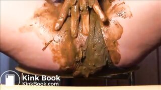 Woman shitting on her panty and fisting her dirty pussy