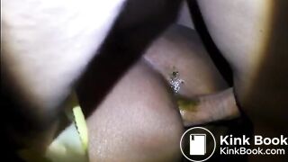 Ebony milf shitting diarrhea then anal fucked and creampied