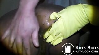 Ebony milf shitting diarrhea then anal fucked and creampied