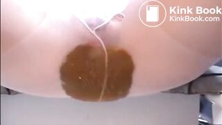 Girl shitting big diarrhea on white pantyhose
