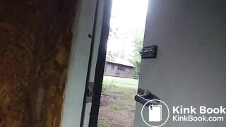 Camping Toilet Pee in Dirty Outhouse