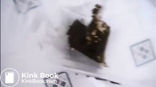 Milf shitting in a plastic box