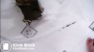 Milf shitting in a plastic box