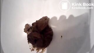 Beautiful blonde shitting in the toilet