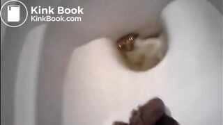 Beautiful blonde shitting in the toilet