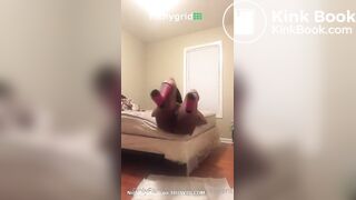 Sexy ebony taking soft pile of shit off the bed