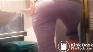 Woman shitting on her pants