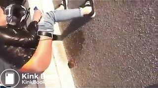 Biker girl shit on the street - Pooping, pissing girls and s