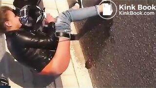 Biker girl shit on the street - Pooping, pissing girls and s