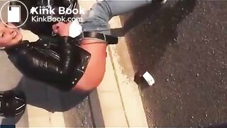 Biker girl shit on the street - Pooping, pissing girls and s