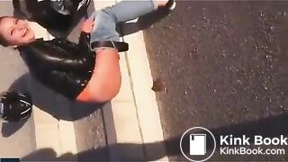 Biker girl shit on the street - Pooping, pissing girls and s
