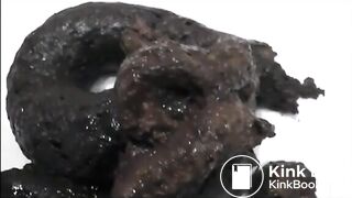 Sexy milf in lingerie and high heels shitting on the bathroom floor