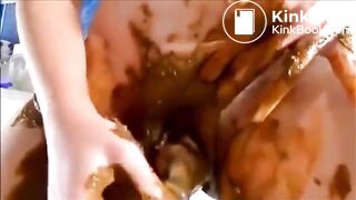 Girl shitting pissing and masturbating with dildo