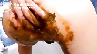 Girl shitting pissing and masturbating with dildo